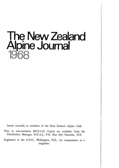 New Zealand Alpine Journal 1968 Vol 22 No 2 cover
